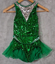 Weissman Green Silver Ultra Sparkle Sequin Jazz Tap Dance Costume LC 7/8