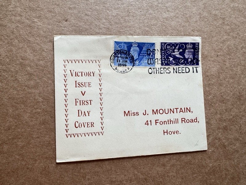Great Britain 1946 FDC +WWII Victory #SG491-92 +Scarce Cachet +Patriotic CXL