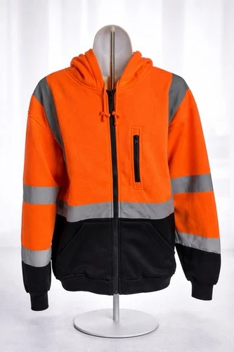 PIP 323-1370B High Visibility Orange Hooded Construction Jacket Large - product listing photo
