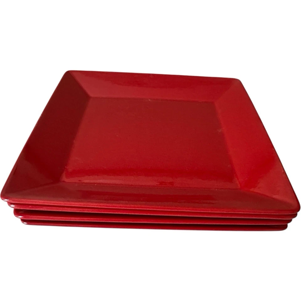 Waechtersbach Fun Factory обеденная тарелка 10 дюймов квадратная вишнево-красная праздничная Германия - Изображение 3 из 4