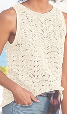 NEW SUNDANCE Catalog Whisper White RAVINA Sweater Shell Sleeveless Top Knit L