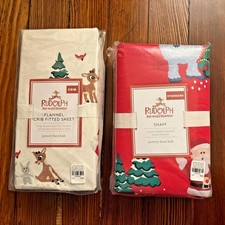 Pottery barn Disney Crib Toddler SHEET sham Rudolph Holiday Santa gift Winter 