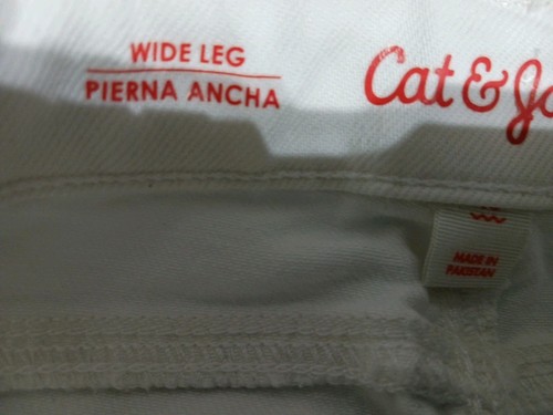 Cat Jack Girls Jeans Size 10 White Wide Leg Crop Pockets Adjustable Stretch - 第 14/16 張圖片