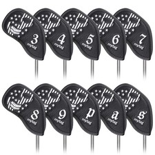 Mytag Golf Iron Head Cover Wedge Headcover Set Black Synthetic Leather Skull ...