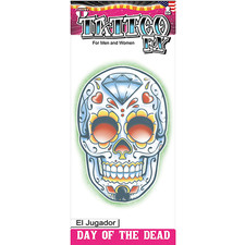 Tinsley Transfers Day of the Dead El Jugador Temporary Tattoo - Morris Costumes