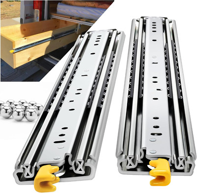 Heavy Duty Locking Drawer Slides 16-40 Inch, 500 Lb Capacity, Silver Steel