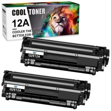 2PK Q2612A 12A Black Toner Cartridge Fits HP LaserJet 1010 1012 1018 1020 3055