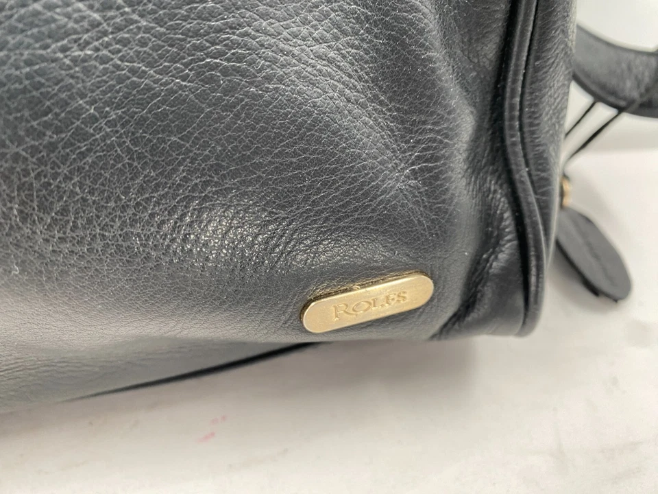 Bolso hobo de hombro de cuero de lujo negro Rolfs Canadá vintage Foto 3 de 4