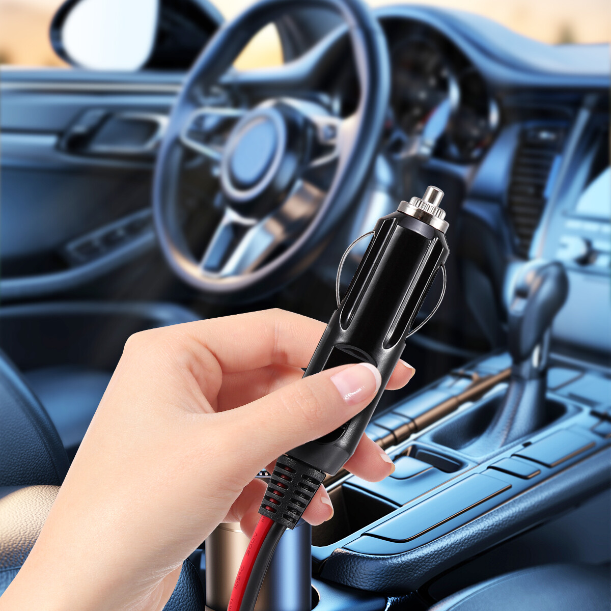 2Pcs Fused Male Car Cigarette Lighter Socket Plug Connector Cable Leads 12V~24V