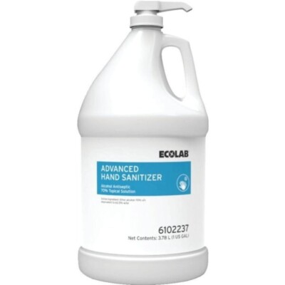 Ecolab Hand Sanitizer 4-1 Gallon With Pump Quick Drying Gel 1 Gallon/128oz