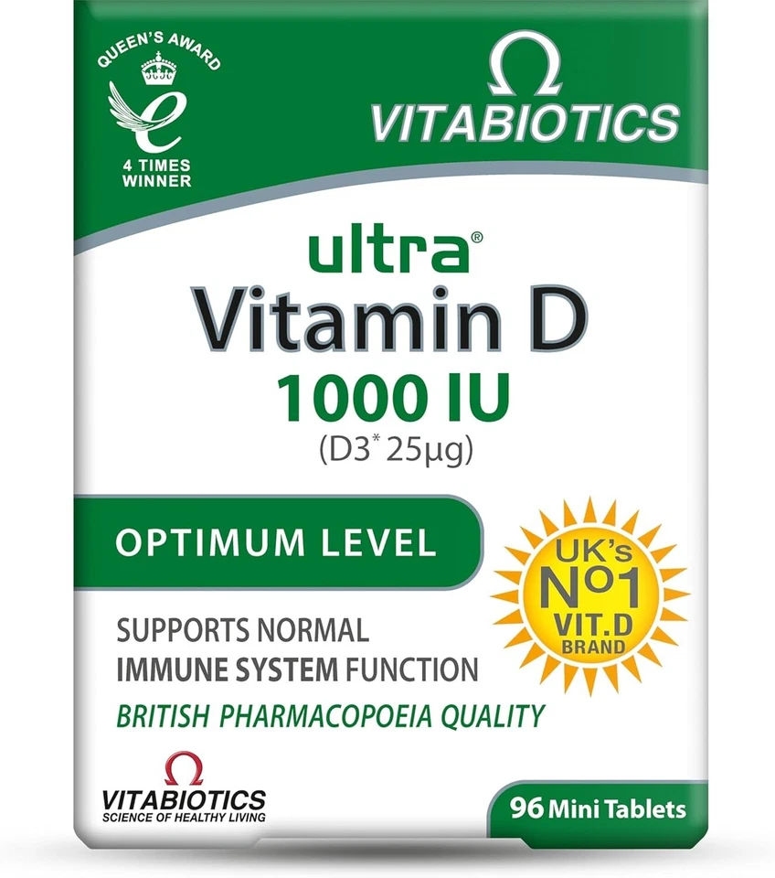 Tabletas Vitabióticas Ultra Vitamina D 1000 UI Sistema Inmunológico Nivel Óptimo 96 piezas Foto 3 de 3