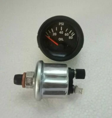 AFTERMARKET NEW Oil pressure gauge with oil sender transducer 52 mm 2 1/16" 80 psi black bezel