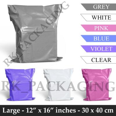 12 x 16'' graue Versandtaschen stark Paket Porto Kunststoff Post Poly selbstklebend