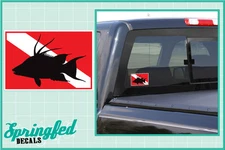 HOGFISH Shaped DIVE Flag #2 Vinyl Decal Car Truck Sticker SCUBA Diving Decal