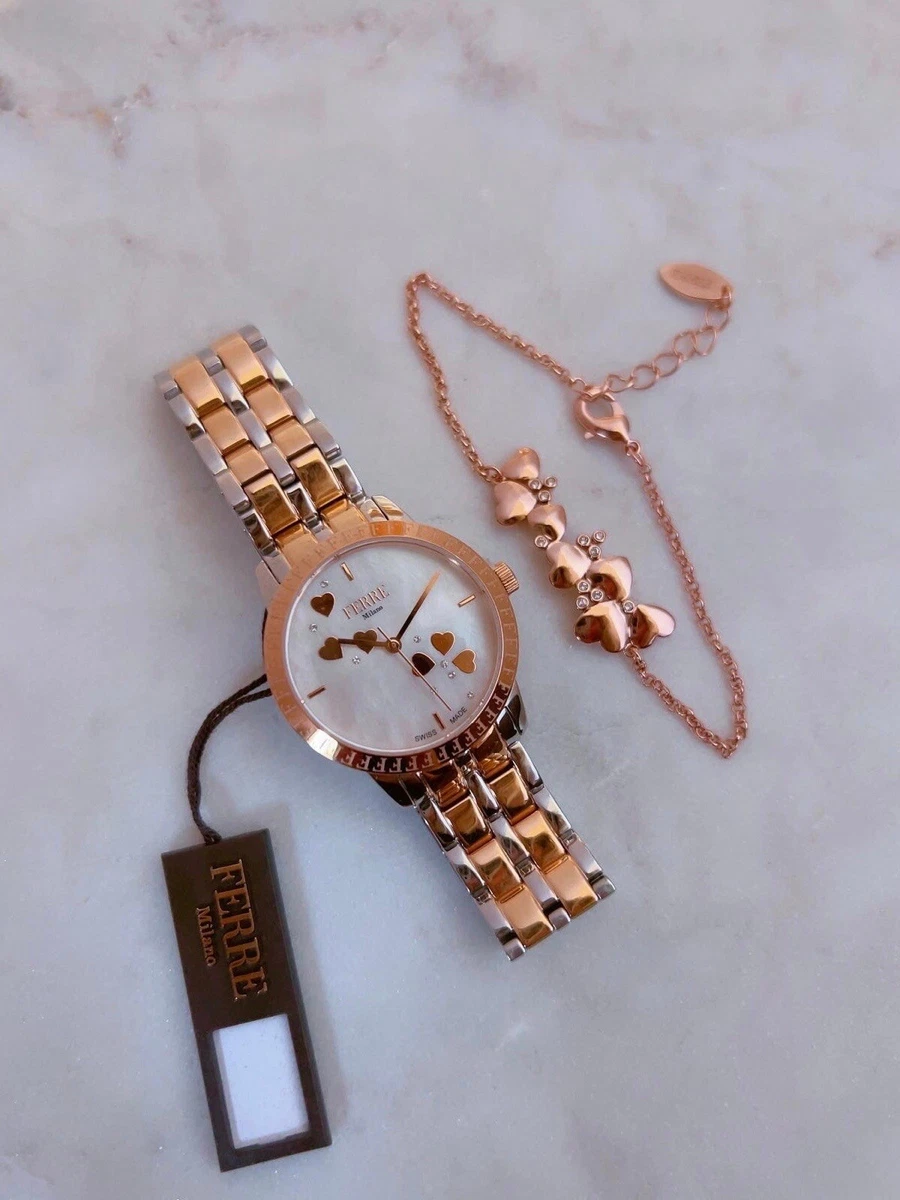 Ferre Milano Women s Amore Two Tone Watch 32mm FREE GIFT