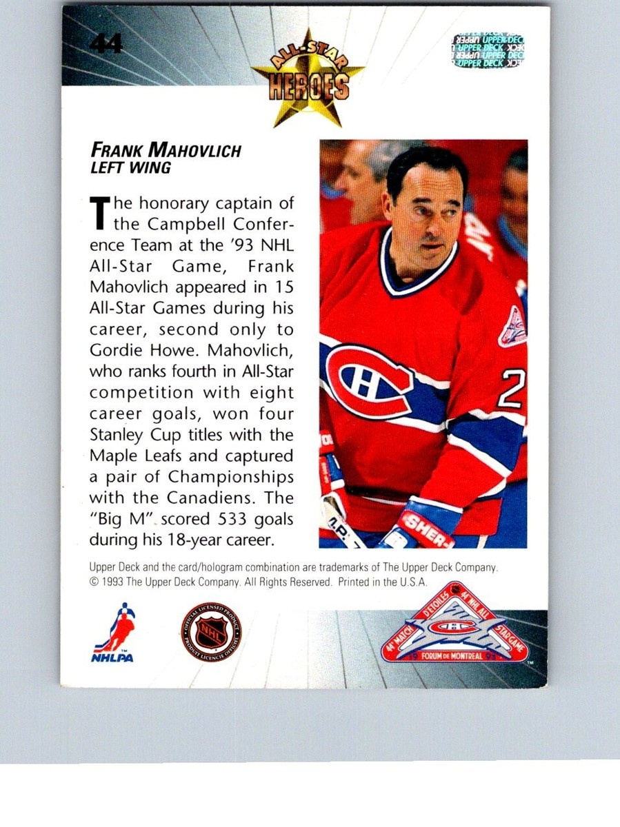 HOCKEY CARD UPPER DECK 1992-93 MONTREAL CANADIENS FRANK MAHOVLICH