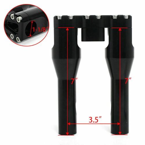Black 7"8" Handlebar Risers Universal Club Style For Harley 1 1/8" Bar Dyna FXDB - Picture 3 of 10