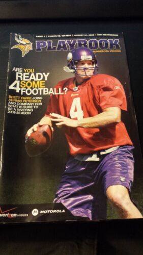 MINNESOTA VIKINGS 2009 PROGRAM PLAYBOOK CHIEFS FAVRE FIRST GAME AS A VIKING!!