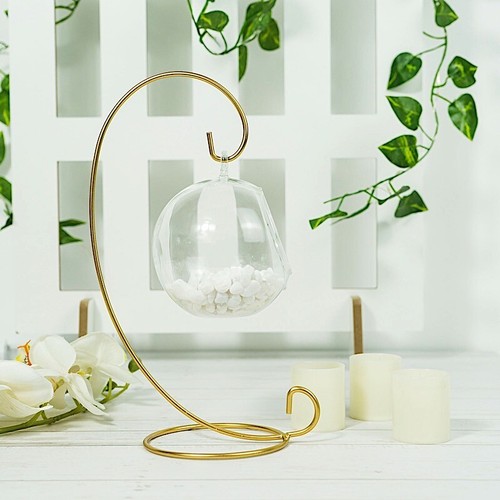 Soportes de terrario de metal dorado de 10" de alto soportes para adornos colgantes decoraciones de fiesta - Imagen 4 de 9