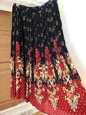 VTG 90s INDIA Floral Mixed Print Pull On Flowy Bohemian Midi Maxi Skirt M