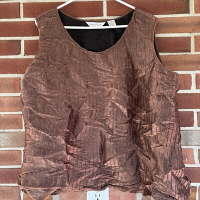 Draper s & Damon s Brown Bronze Shiny Shell Tank Top Women s 2X A738