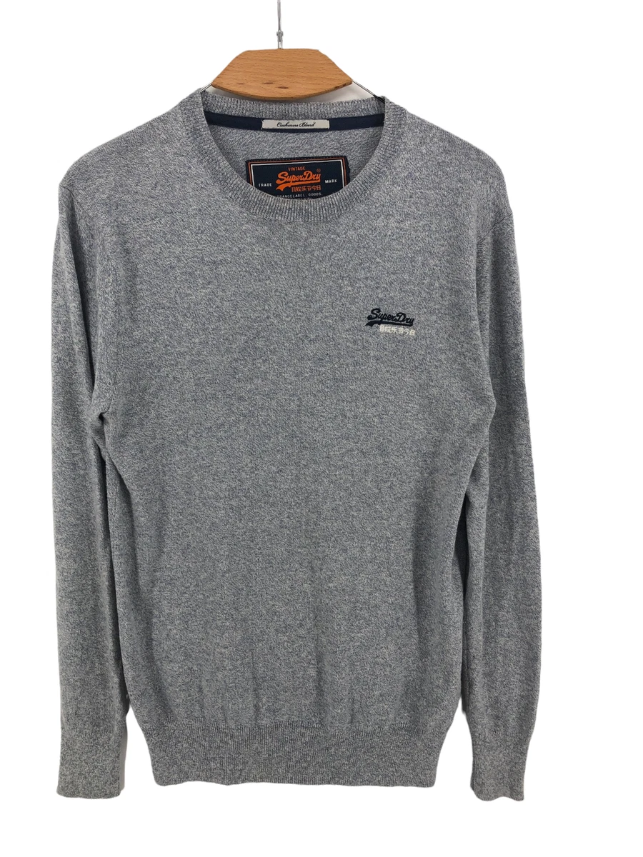 SUPERDRY Men Crew Neck Cashmere Blend Pullover Jumper Sweater Size S