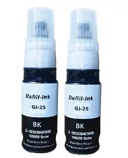 2 PK Black GI-25 Ink Refill Bottle for Canon PIXMA GX1020 GX1050 GX2020 GX2050