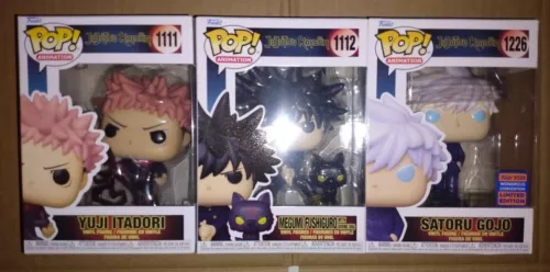 Lot of 3 FUNKO POP - JUJUTSU KAISEN  Yuji Itadori  Megumi Fushiguro  Satoru Gojo