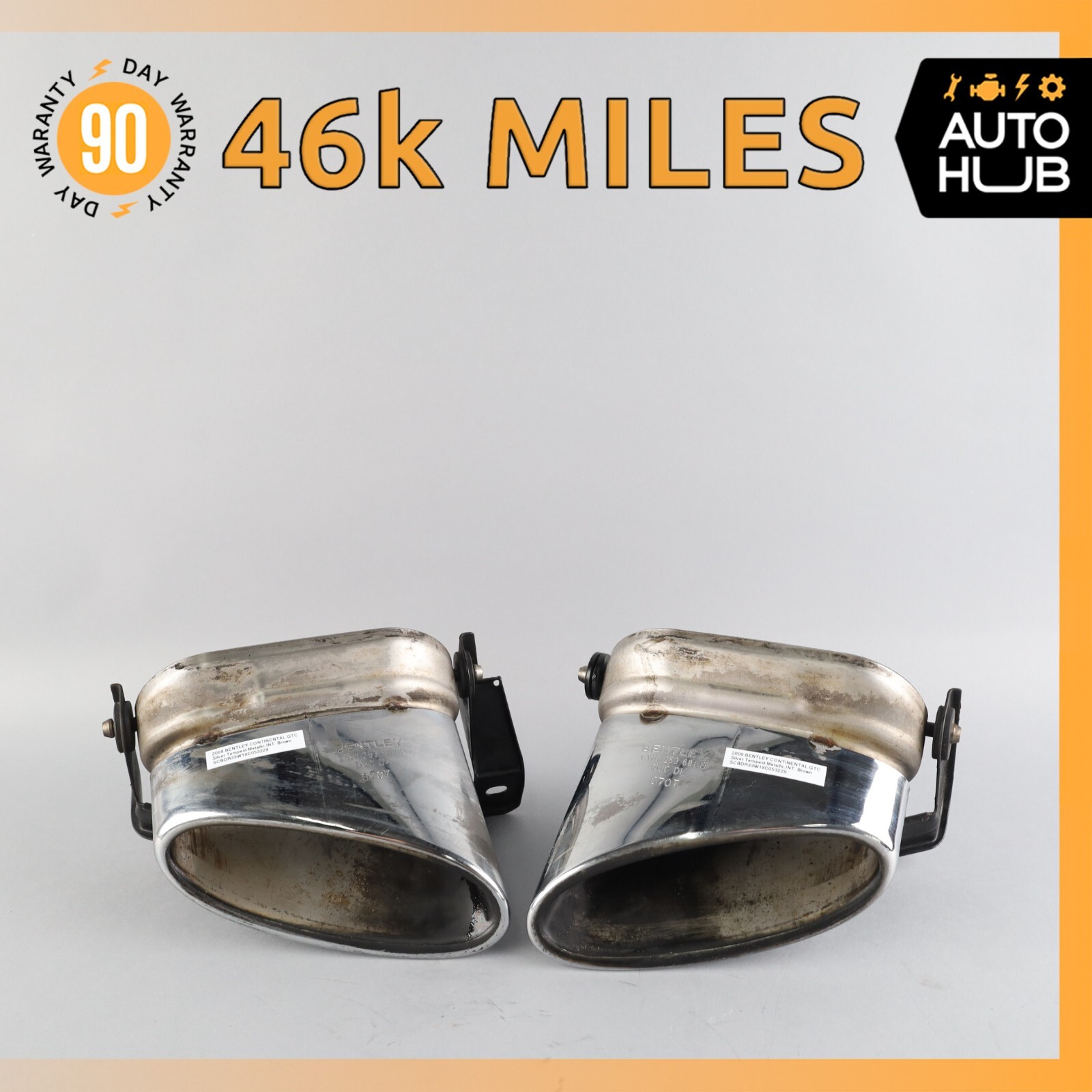 Bentley Continental GTC GT Exhaust Muffler Tips Left and Right Set OEM 46k