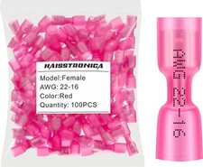 100pcs Red Heat Shrink Female Spade Connectors22-16 Gauge Insulated Electrica...