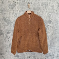 Fred Perry Jacket Small Brown Teddy Bear Fleece Full Zip Up Casual Outdoor Retro