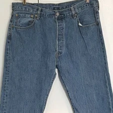 Levi Levi's 501 Men's Jeans 36x30 Straight Fit Button Fly Blue 100% Cotton