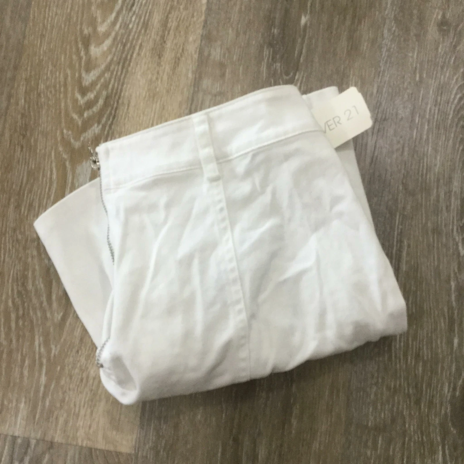 "NEW" FOREVER 21 Lace Up Stretch Casual White A-Line Skirt Women's Size Small
