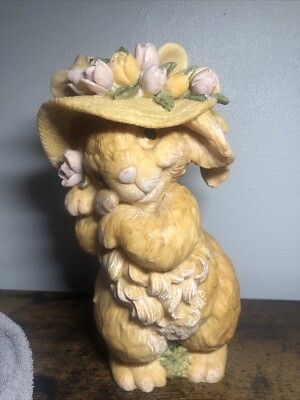 Vintage Bunny & me 1993 Easter rabbit with flowers and Easter hat ￼￼ smiling 10 