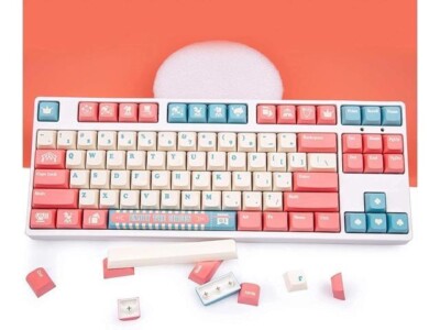 Circus PBT Keycap Set | Mechanische Tastatur 142 Tasten Pink, Weiß und Blau