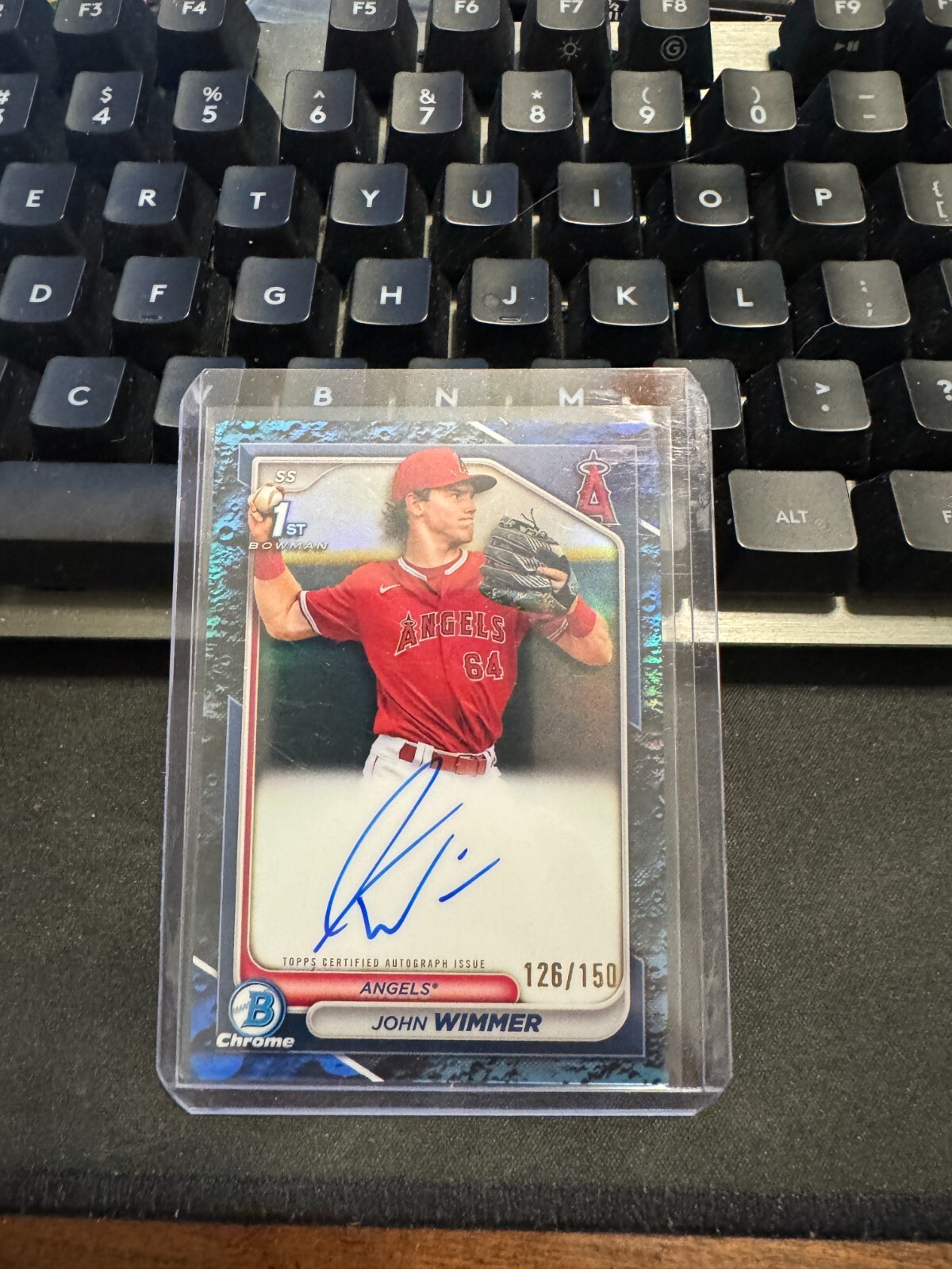 2024 Bowman Chrome John Wimmer 1st Blue Lunar Refractor Auto /150 Angels