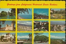 Deckle Chrome Postcard Greetings From California Historical Santa Barbara