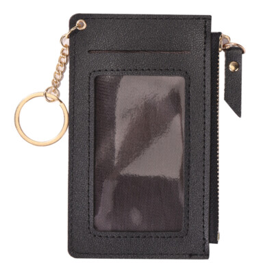 Women Wallet Short PU Coin Purse Fashion Slim Multi-Card Holder (Black)