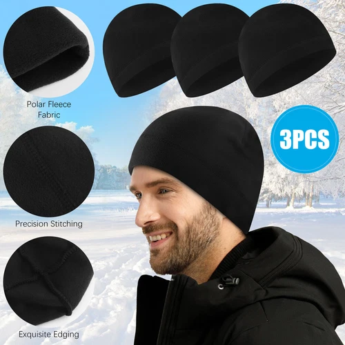 3Pcs Military Tactical Skull Cap Winter Warm Fleece Windproof Ski Beanie Hats - Picture 1 of 9