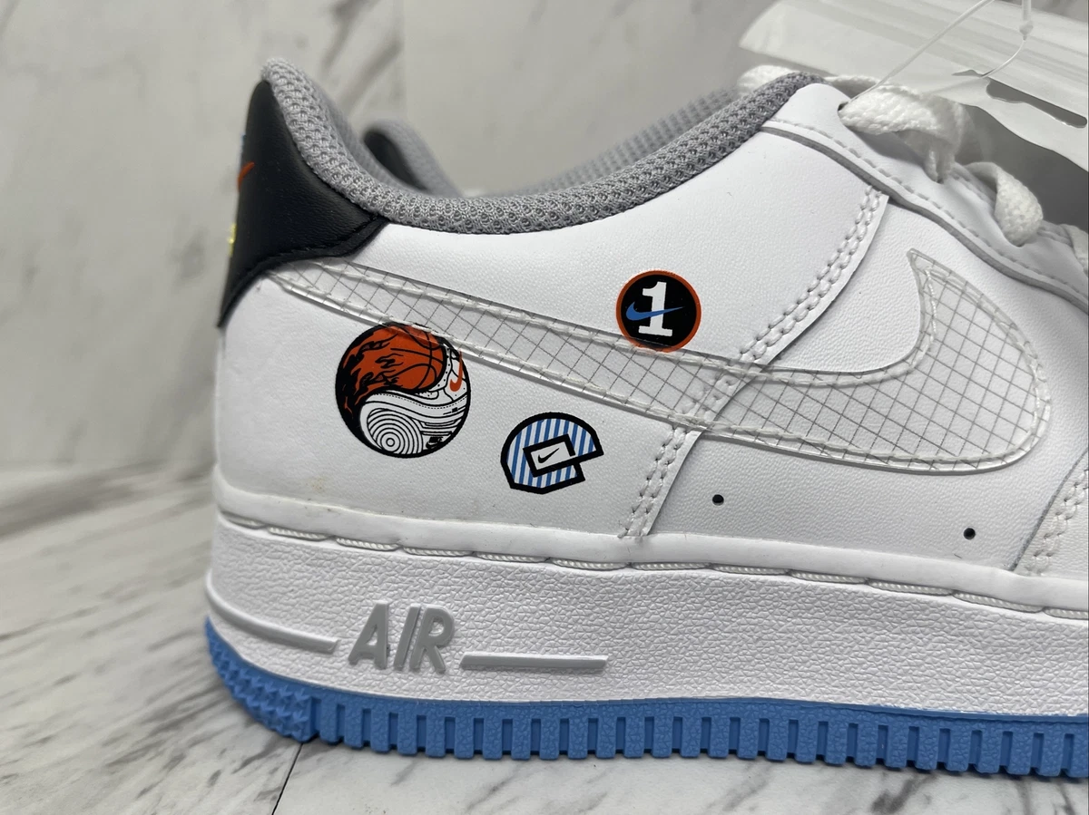 Nike Air Force 1 GS Yin Yang White Grey Black Blue 4Y Womens 5.5