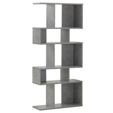 5 Cubes Ladder Shelf Corner Bookshelf Display Rack Bookcase-Gray - Color: Gray