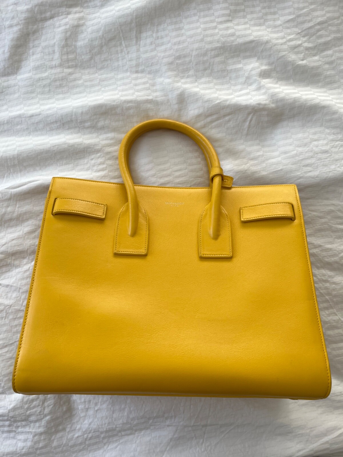 Saint Laurent Classic Sac De Jour Nude Yellow Large Bag YSL Smooth Leather