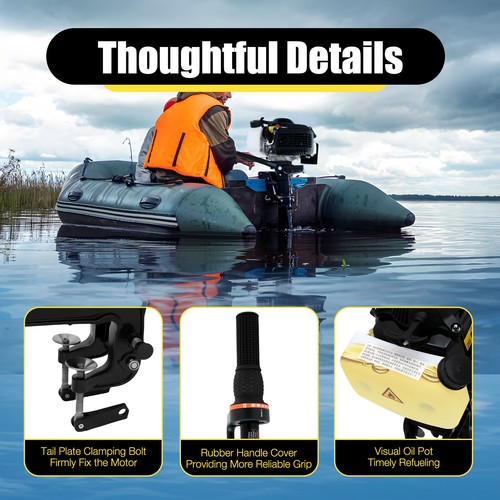 HANGKAI 52CC 4 Stroke 4HP Outboard Motor Fishing Boat Engine Air Cooling CDI Sys - Imagen 16 de 20
