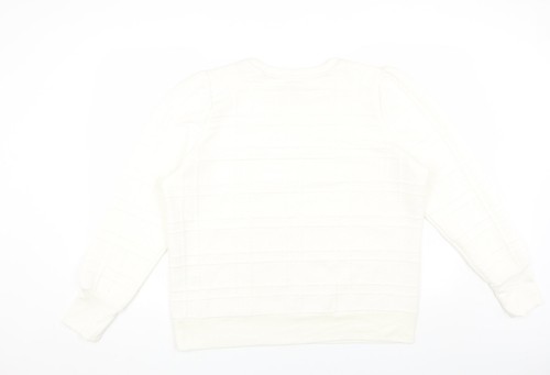 Warehouse Womens White Polyester Blend Sweatshirt Size L - Textured - Picture 2 of 12