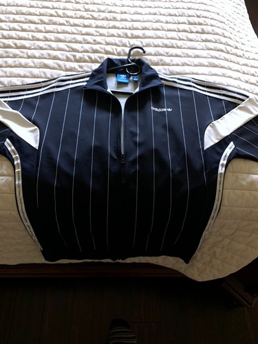 adidas Retro Blue White Stripe Jacket New Without Tags - 第 1/3 張圖片