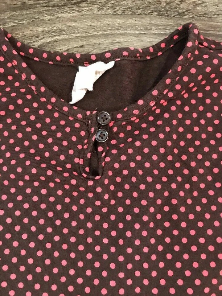 Vestido Crazy 8 Polkadot manga curta marrom e coral feminino tamanho 10-12 B31 - Imagem 3 de 4