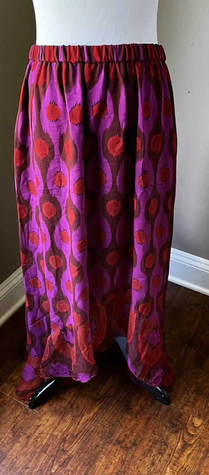 Saia maxi DIANE VON FURSTENBERG LOUELLA 100% SEDA FLUIDA, TAMANHO GRANDE - Imagem 2 de 4