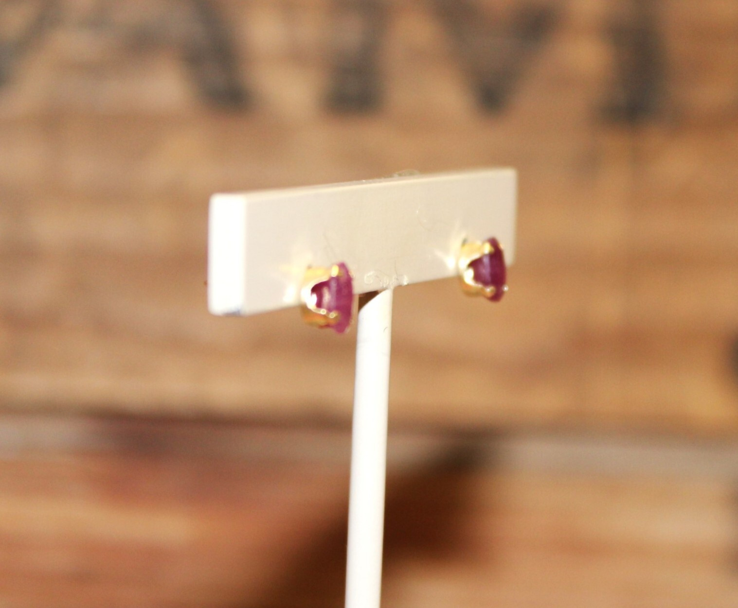 14k Ruby Stud Earring Set Yellow Gold - image 3