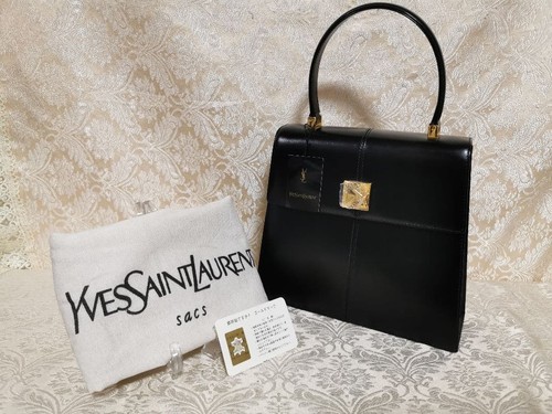 Yves Saint Laurent Handbag Shoulder Bag Black Leather Women Made in Japan Unused