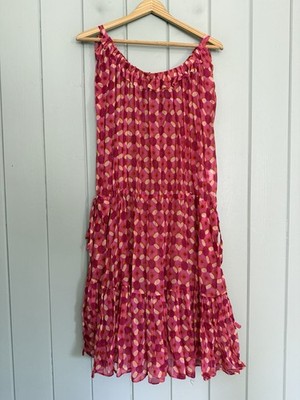 Aspesi Shift Dress 42 S Small Pink Polka Dot Designer Cotton Silk Sheer